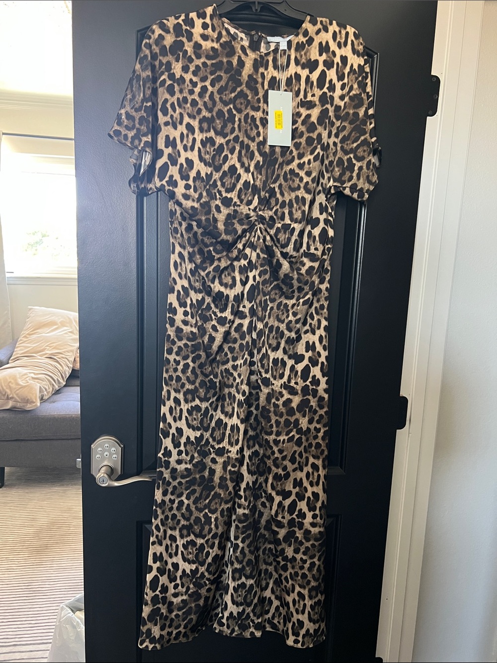 Antonio Meloni Leopard Print Midi Dress in Brown and Black